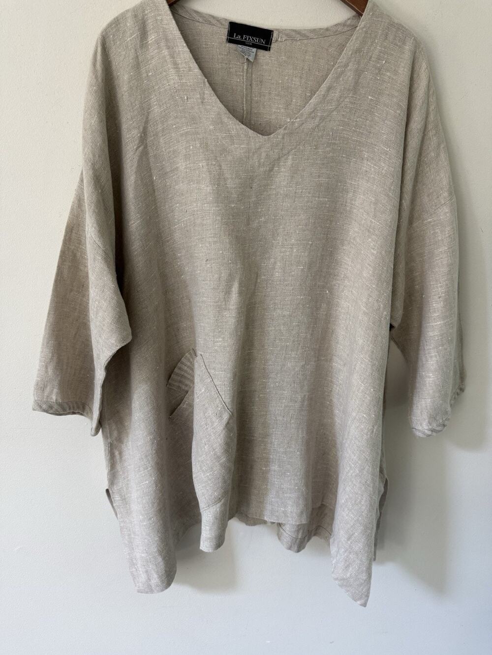La Fixsun Relaxed Lagenlook Top Tunic Blouse Women Size Medium Jakar Linen USA